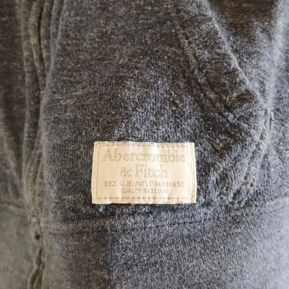 Abercrombie & Fitch Distressed Blue Full Zip Hoodie Jacket XS Y2K Style Preppy